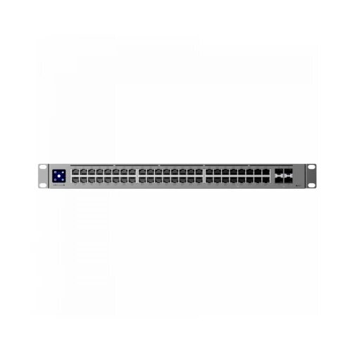 Ubiquiti 48-port, Layer 3 switch 2.5 GbE and PoE++ output, 16x 2.5 GbE ports including (8) PoE+ and (8) PoE++, 32x GbE ports including (24) PoE+ and (8) PoE++, 4x 10G SFP+ ports. Can power devices with up to 720W, it has power consumption of 100W (Excluding PoE output) Slike