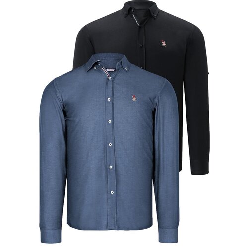 Dewberry DUAL SET G674 MENS SHIRTS-BLACK-OIL Cene