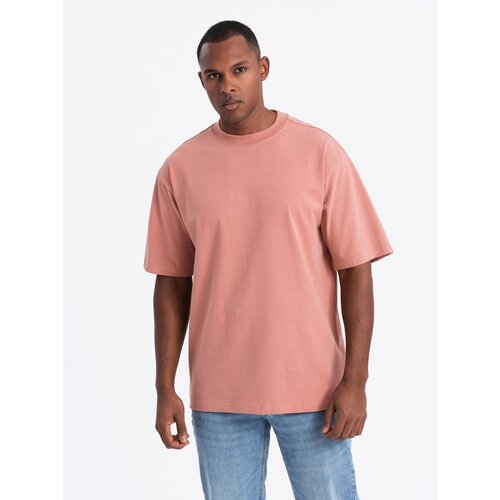 Ombre Men's LOOSE FIT T-shirt with pocket - beige Cene
