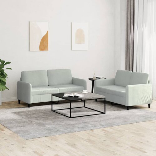  2-dijelni set sofa s jastucima svjetlosivi baršunasti Cene
