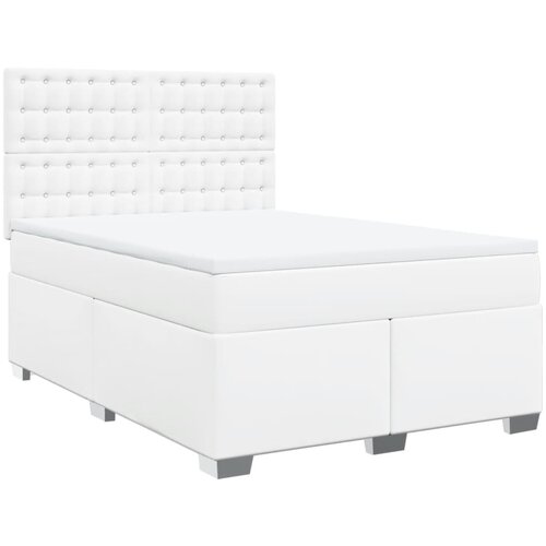 vidaXL Box spring postelja z vzmetnico bel 160x200 cm umetno usnje, (21310708) Cene