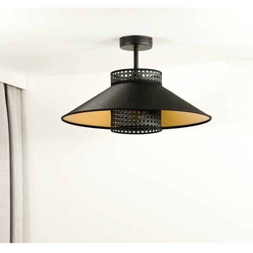 Duolla - Plafonski luster RIO RATTAN 1xE27/15W/230V prečnik 45 cm crna/zlatna Slike