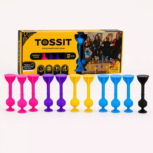 Asmodee Tossit Family Pack &ndash; roza, lila, modra, rumena družabna igra darts s sesalnimi blazinicami Cene