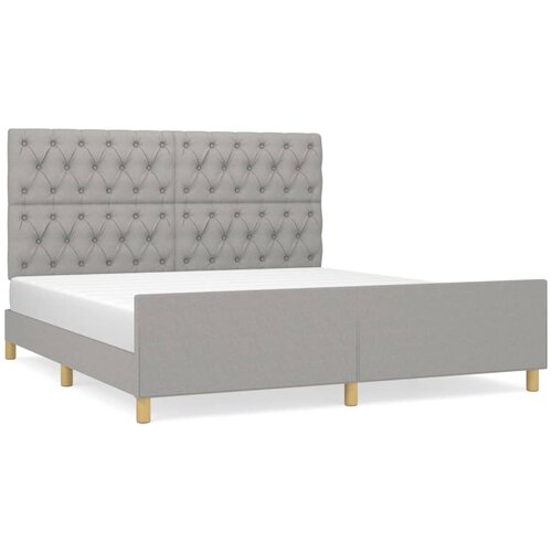 VidaXL Posteljni okvir z vzglavjem svetlo siv 160x200 cm blago, (20795059) Slike