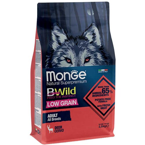 Monge bwild low grain adult dog deer - hrana za odrasle pse sa jelenskim mesom (2,5kg i 12kg) 2,5kg Slike