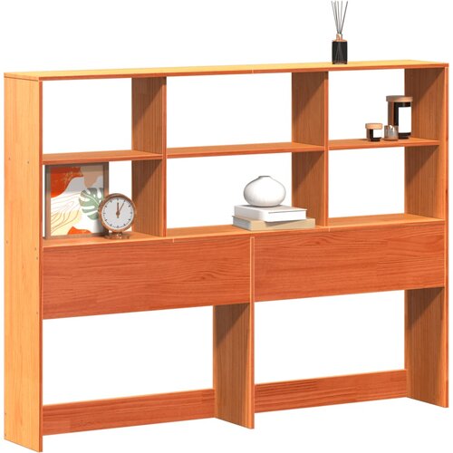 Maison Chic posteljno vzglavje - vzglavna omarica - nočna omarica s predelki vo&amp;scaron;čeno rjavo 120 cm trdna borovina, (21711358) Slike