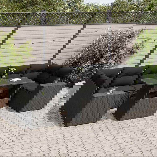 vidaXL 8-dijelni set vrtnih sofa od poliratana s jastucima crni Cijene