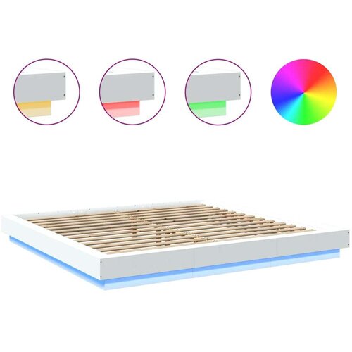 VidaXL okvir kreveta led bijeli 200 x 200 cm konstruirano drvo Slike