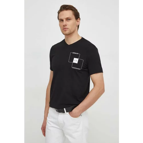 Armani Exchange Kratka majica moški, črna barva