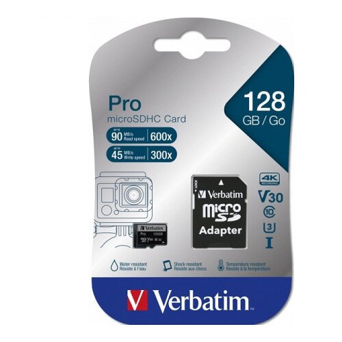 Verbatim micro SDXC card pro U3 C10 128GB incl adapter ( MCV47044 ) Cene