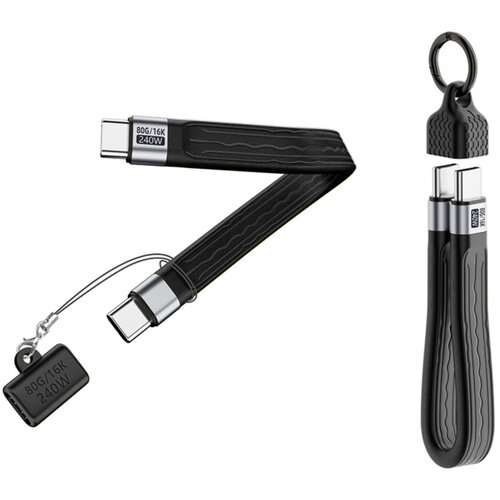 INF Polnilen 240W FPC ploski USB-C kabel s podalj&scaron;kom, 80Gbps Black, (5000277043) Cene