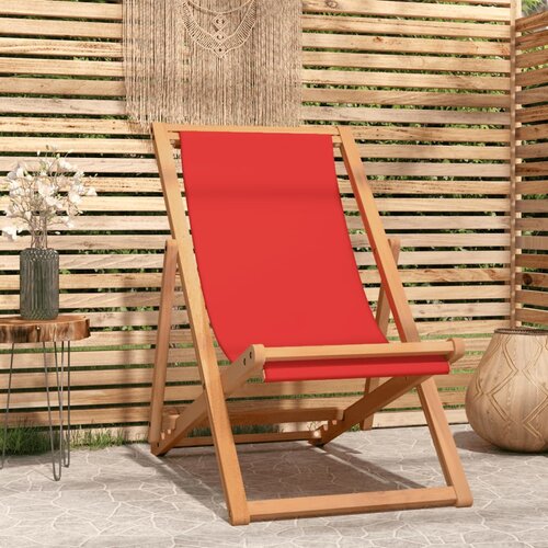 The Living Store Zložljiv stol za na plažo trdna tikovina rdeč - Stol Za Na Plažo, (21485434) Cene