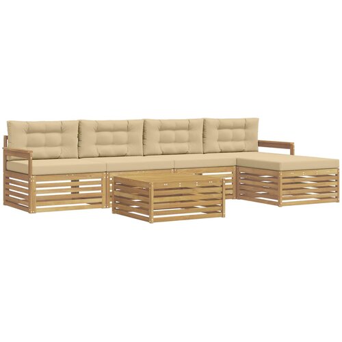 vidaXL Zunanja garnitura za sedenje 7 pcs Bela in bež Poliester, (5000272313) Cene