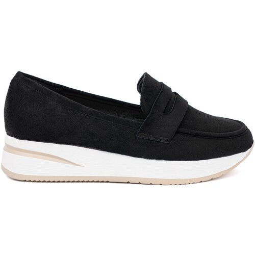 Shelvt Black suede platform loafers Cene