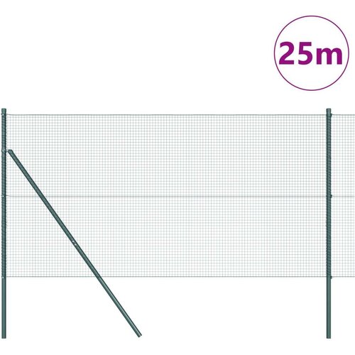 VidaXL Zavarena žičana ograda sa 13 stupova Zelena 1.4x25 m Čelik Slike
