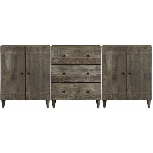 Maison Chic 3 kosi kredence - Komoda - Predalnik svetlo siva 60x33,5x75 cm masivni les Mango, (21722261) Cene