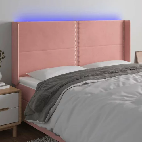  posteljno vzglavje roza 183x16x118/128 cm žamet, (20933707)