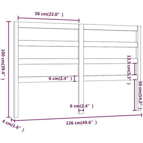  Uzglavlje za krevet boja meda 126 x 4 x 100 cm masivna borovina Slike