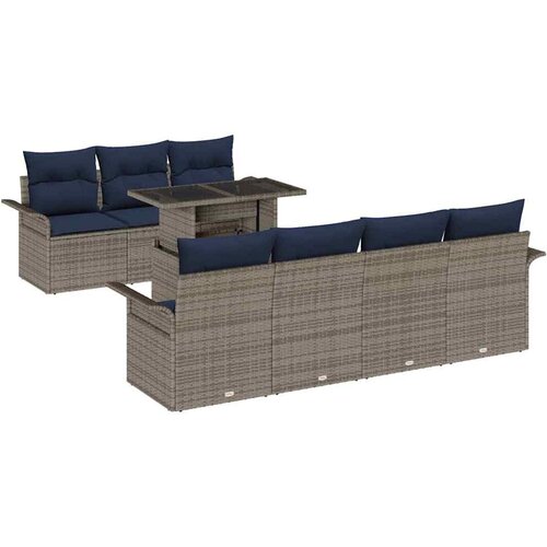 vidaXL Vrtna sedežna garnitura z blazino 8 pcs Siva Poly ratan, (5000063128) Cene