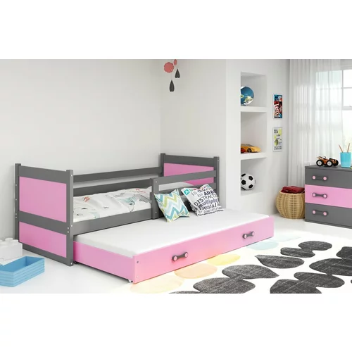 BMS Group Otroška postelja Rico z dodatnim ležiščem - 80x190 cm - grafit/roza