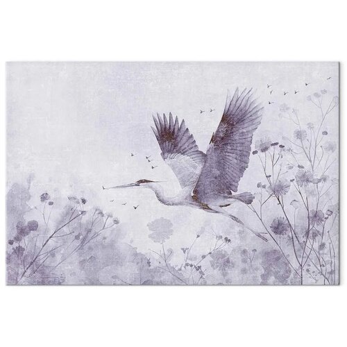  Slika - Majestic flight - a crane in flight in monochrome 60x40 Na talijanskom platnu Slike