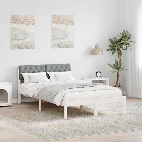  Okvir kreveta s uzglavljem Bijela i svijetlosiva 120 x 200 cm Slike