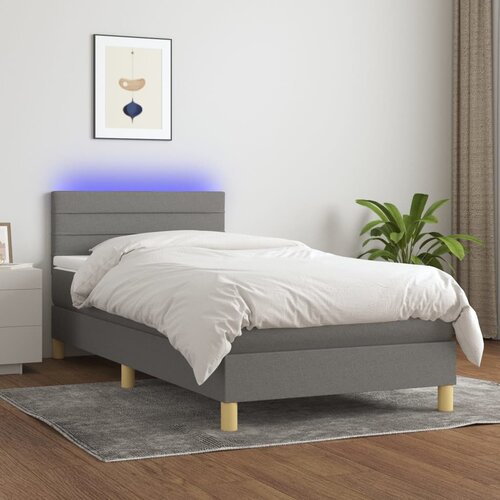 The Living Store Box spring postelja z vzmetnico LED temno siva 100x200 cm blago - Box Spring Postelja, (21519493) Slike