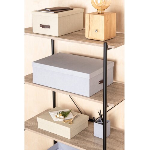 Bigso Box of Sweden Svetlo sive kartonaste &amp;scaron;katle s pokrovom za shranjevanje v kompletu 3 ks 31x47x15 cm Inge &amp;ndash; Slike