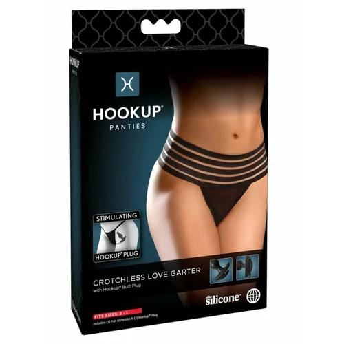 PIPEDREAM HOOKUP Crotchless Love Garter Black S/M/L