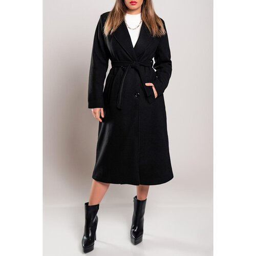 Fenzy Elegantan Dugi Kaput S Gumbima, Crni Slike