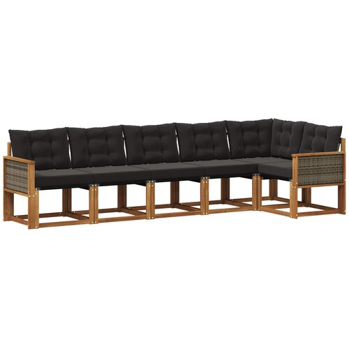vidaXL Zunanja garnitura za sedenje z blazino 6 pcs Naravna in črna, (5000281182) Cene