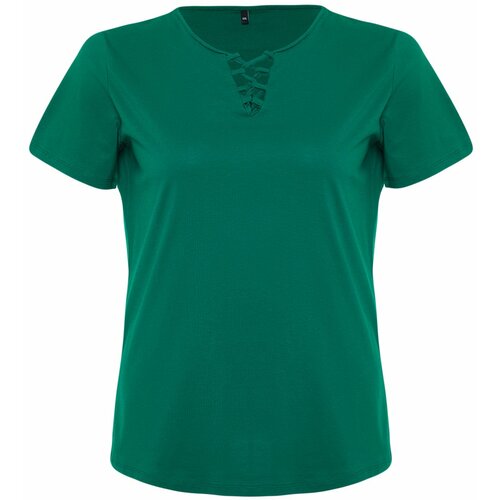 Trendyol Curve Green V Neck Knitted T-Shirt Slike