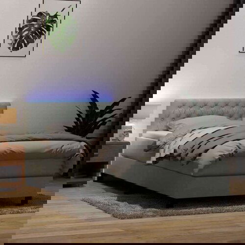 Box spring postelja z vzmetnico svetlo siva 80x220 cm žamet, (21793148) Slike