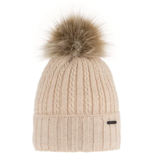 AGBO Woman's winter hat beige Karizma with pompom