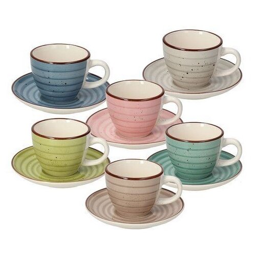  Set &scaron;oljica za čaj sa tacnama Pastel Pink, 6 komada Cene