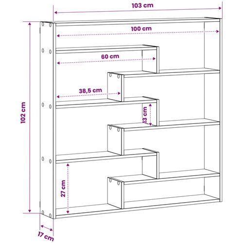 Zidna polica Hrast sonoma 103 x 17 x 102 cm Prerađeno drvo Slike