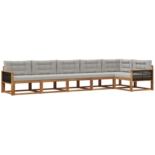 vidaXL Zunanja garnitura za sedenje 6 pcs Naravna in svetlo siva, (5000282060) Cene