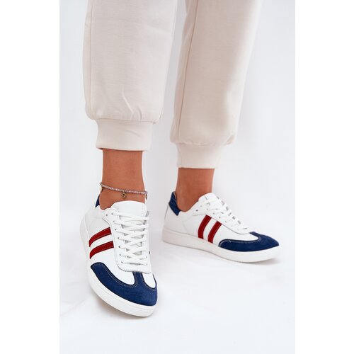 Zazoo N1068 Leather Low Sneakers Women White-Navy Cene