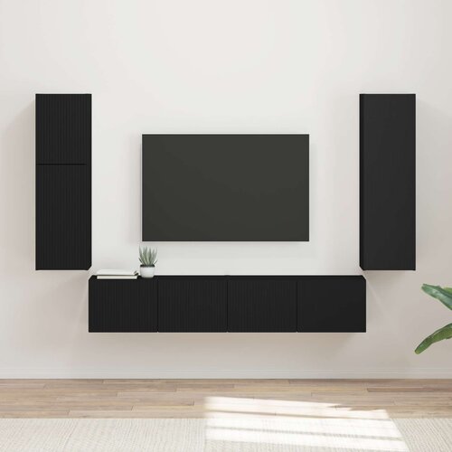  Set TV komoda 4 kom. Crna Konstruirano drvo Cene