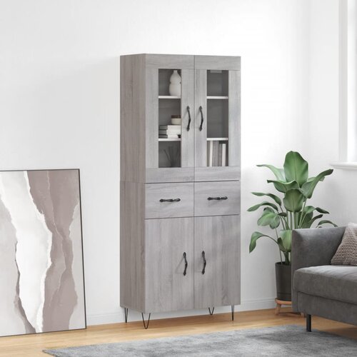 VidaXL Visoka komoda siva sonome 69 5x34x180 cm od konstruiranog drva Slike