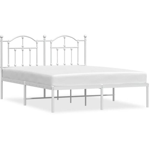  Metalni okvir za krevet s uzglavljem bijeli 135x190 cm Slike