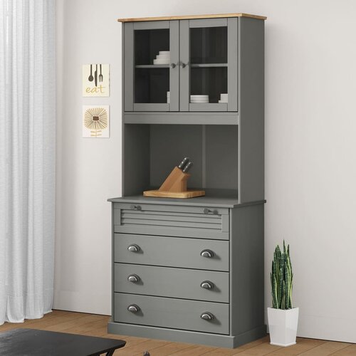  The Living Store Visoka omara VIGO siva 80x40x176 cm trdna borovina - Visoka Omarica, (21457791) Cene