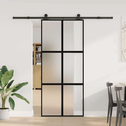 vidaXL Klizna vrata s priborom 90 x 205 cm kaljeno staklo i aluminij Cijene