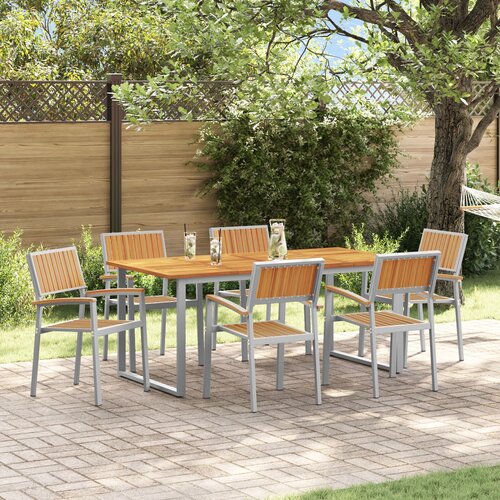 vidaXL Set za objedovanje u vrtu Set od 7 Svijetlo sivo Aluminij Cijene