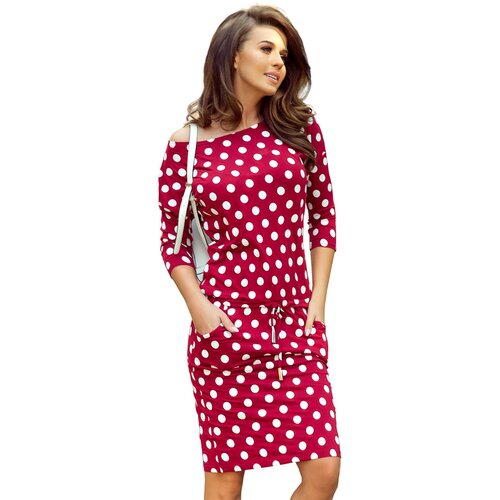 Numoco polka dot sports dress with ties and pockets Slike