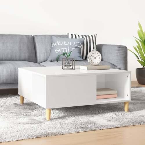  Stolić za kavu sjajni bijeli 80x80x36,5 cm konstruirano drvo Slike