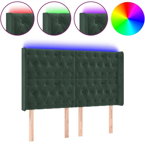 Maison Chic LED Posteljno vzglavje - Vzglavna omarica - Nočna omarica temno zeleno 147x16x118/128 cm žamet, (21709924) Cene