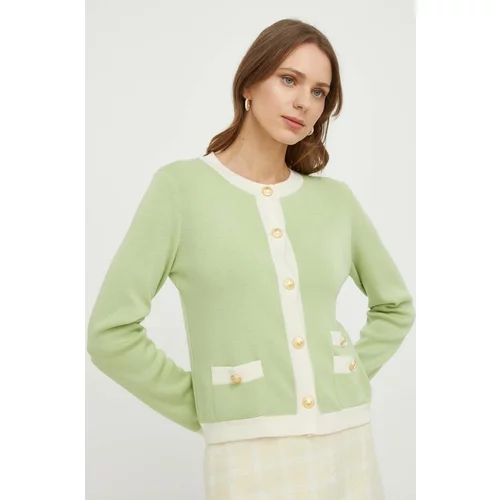 Luisa Spagnoli Volnen pulover ženski, zelena barva