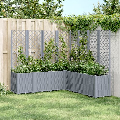 vidaXL Vrtna sadilica s rešetkom siva 160 x 160 x 140 cm PP Cijene