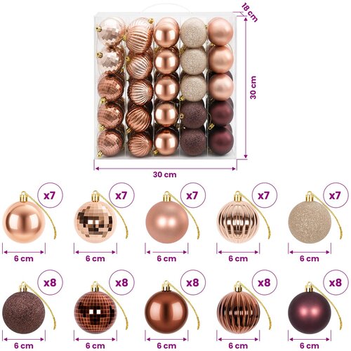  Set božićnih kuglica 75 kom. Boja &amp;scaron;ampanjca i smeđa 6 cm Slike